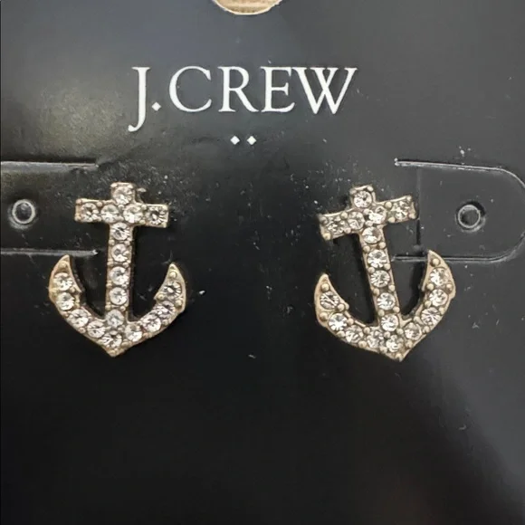 J.Crew Sparkling Silver Anchor Studs - Picture 2 of 4